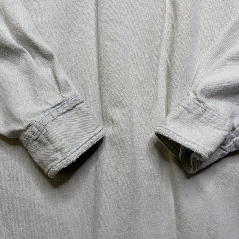 Indian Motocycle Denim Shirt Mens XL White Vintage 80s Distressed Biker Cotton - Picture 11 of 16